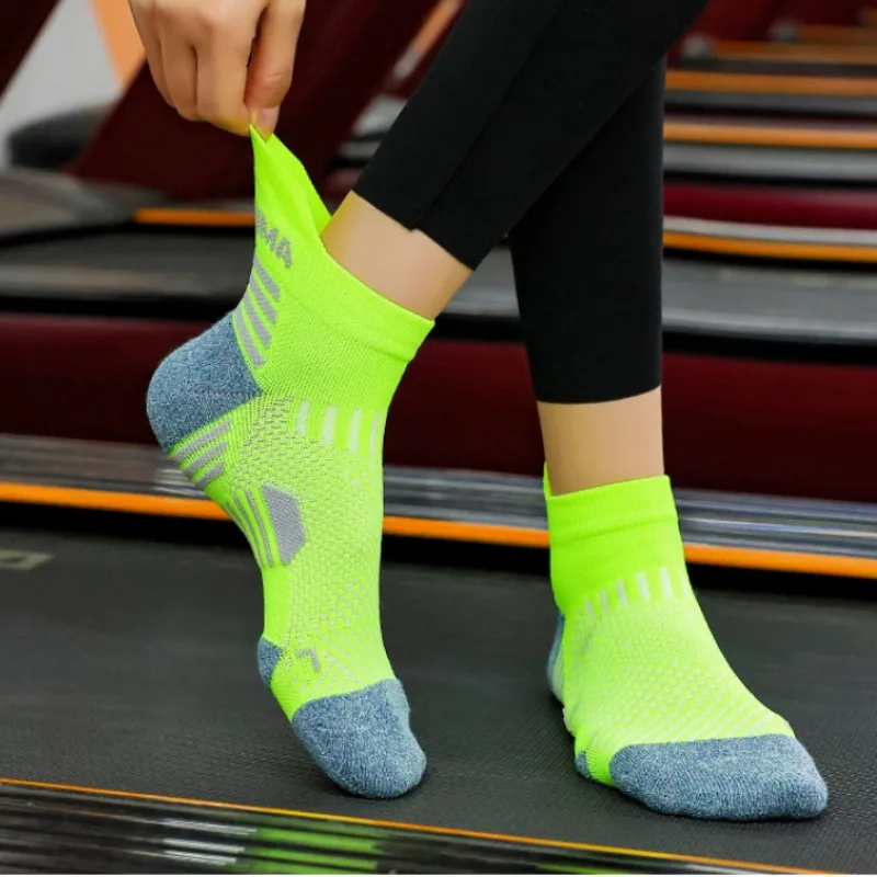 2023 Professional Marathon Running Sock Men Women Sports Fitness Thickened Cushioned Short Tube Low Cut Boat Ankle Socks