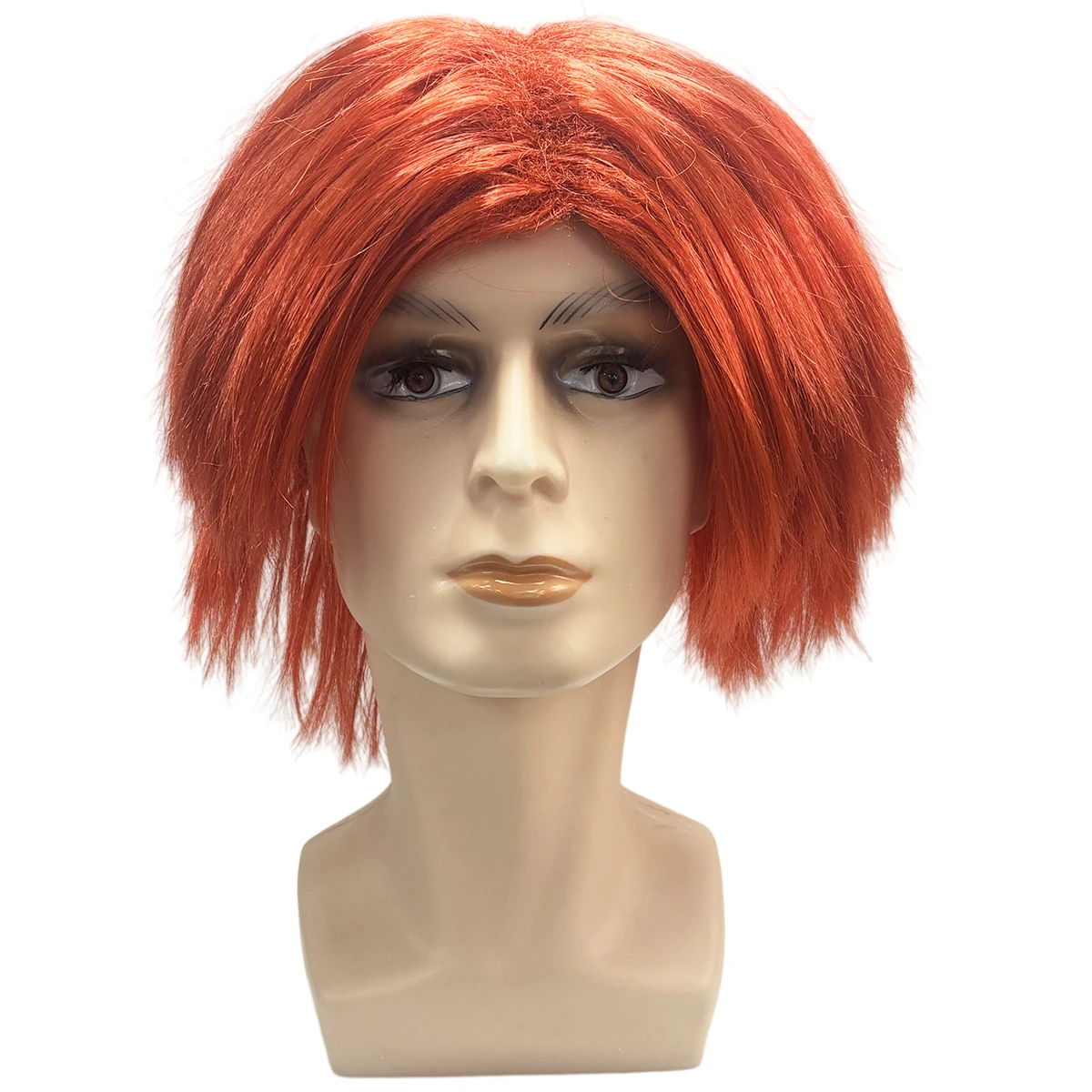 Bright Orange-Red Short Bob Cut Wig Fluffy Layered Slant Bangs Natural Sheen Fashion Daily synthetic wig