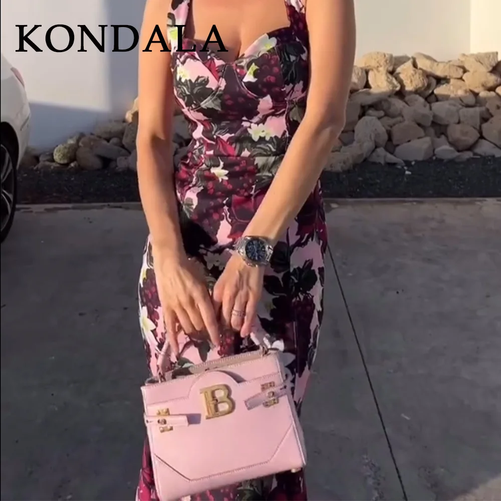 KONDALA 2025 Spring Summer Sexy Print Women Dresses Fashion Nightclub Straight Strapless Sleeveless Zipper Ladies Cami Dresses
