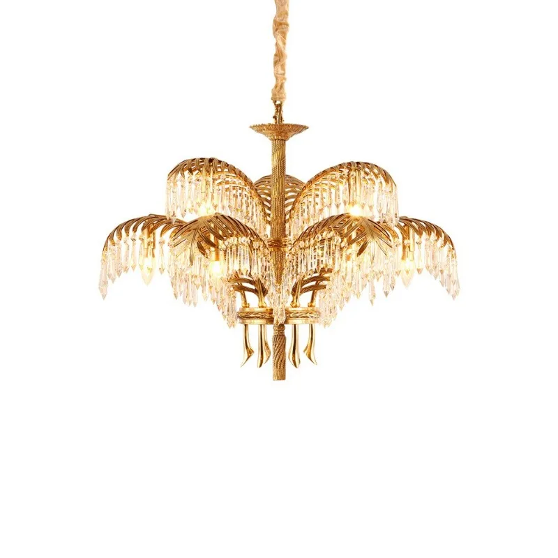 

French all-copper chandelier living room bedroom dining room crystal European luxury villa duplex