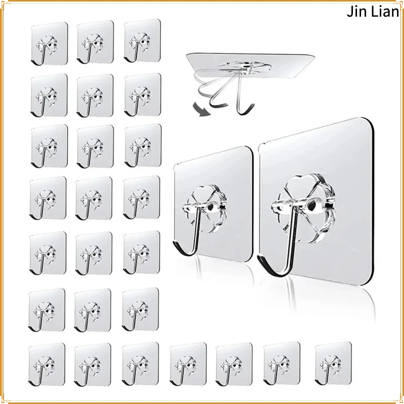 Multi-Purpose For Modern Decor, 30pc Transparent Wall Mount Hooks - Strong Grip, Traceless, Easy Install, Multifunctional