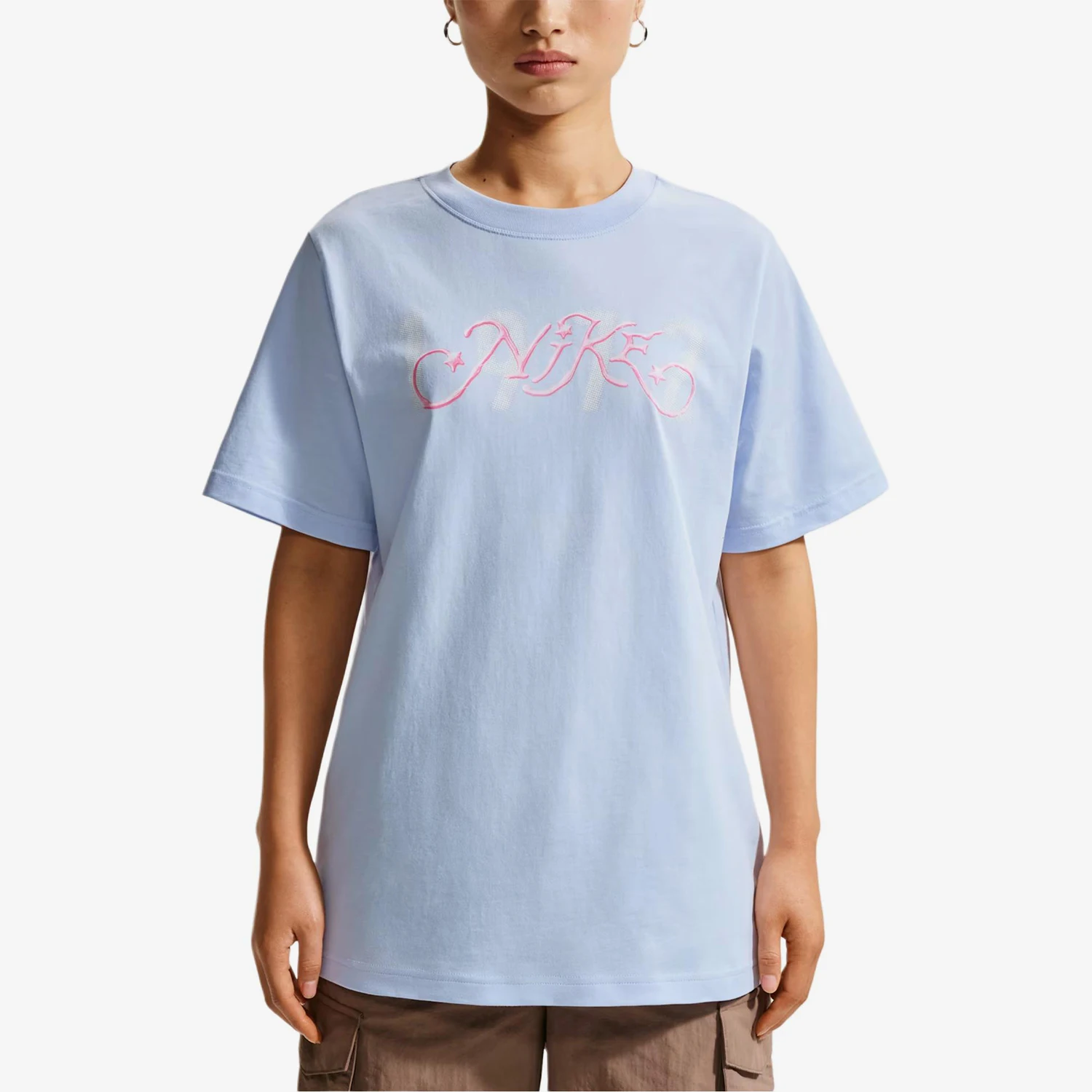 Nike genuine Sportswear new women's light blue pink short sleeved T-shirt IR7559-411