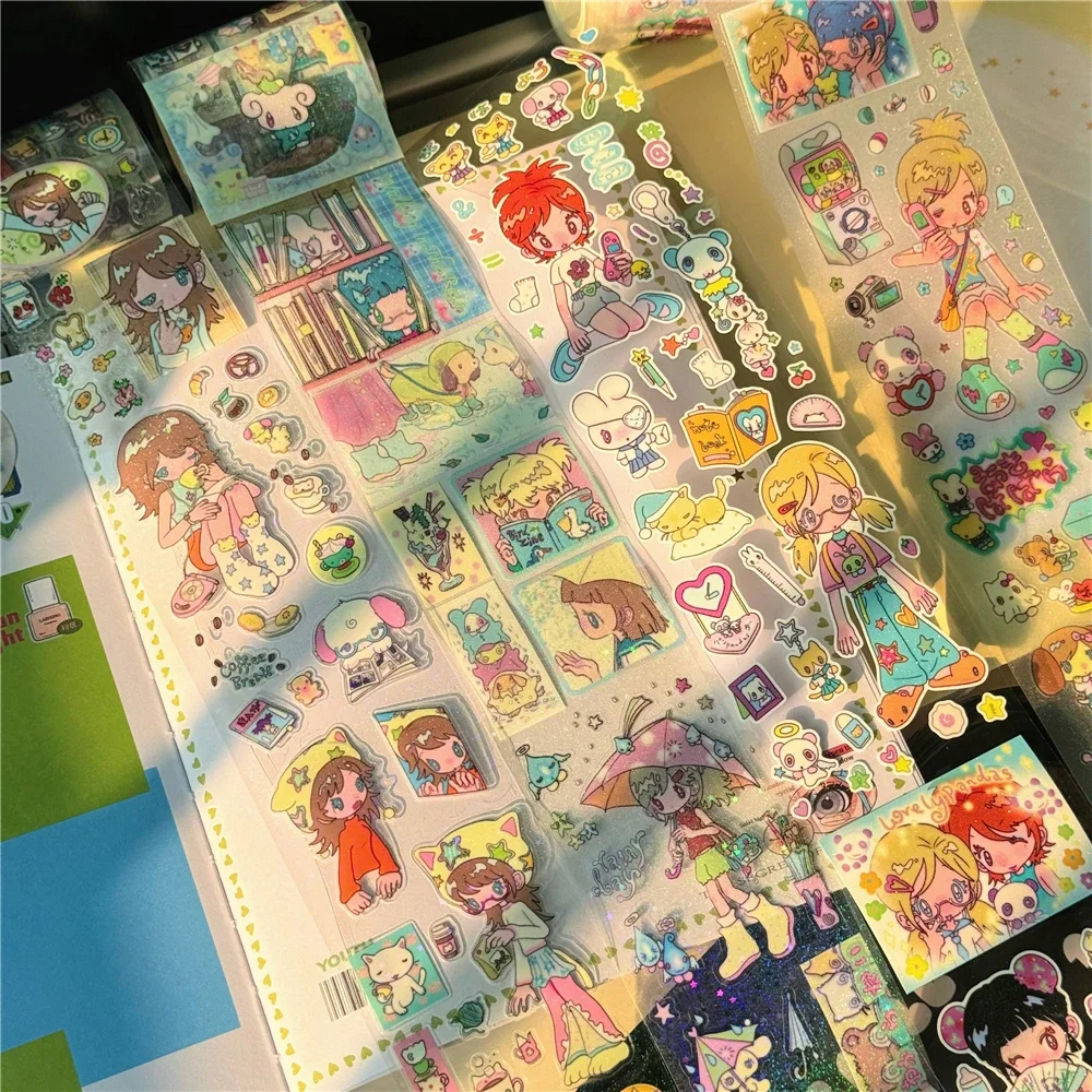 Handgezeichnete Niedliche Anime-Mädchen Aufkleber, Scrapbook Sticker Tape Bastelbedarf, Nicht-Rollbares Format – Detail 9