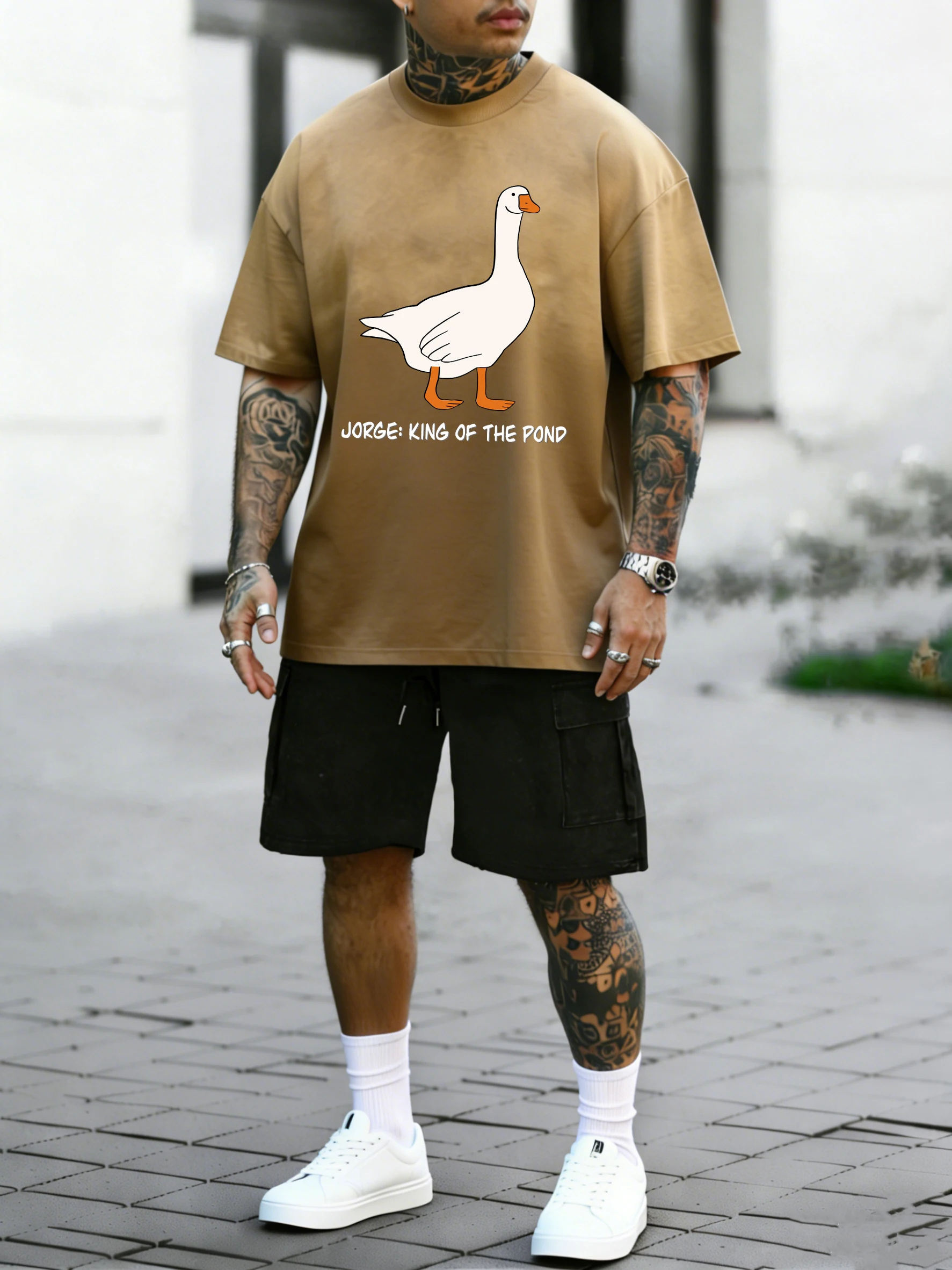 

Мужские футболки с принтом Jorge King Of The Pond, летние хлопковые футболки с короткими рукавами и круглым вырезом, мягкая одежда, спортивные модные шорты, комплект