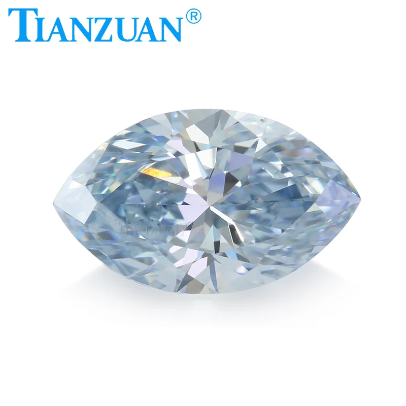 Lab Grown Diamond HPHT Marquise Shape Fancy Blue Color 0.74CT VS1 2EX Loose Gemstone Bead with GEMID Certified