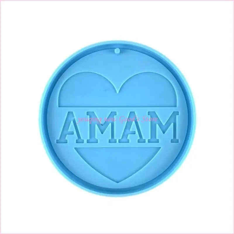

57QA MOM Resin Casting Silicone Mold Round-shape Keychain Pendant Jewelry Mould