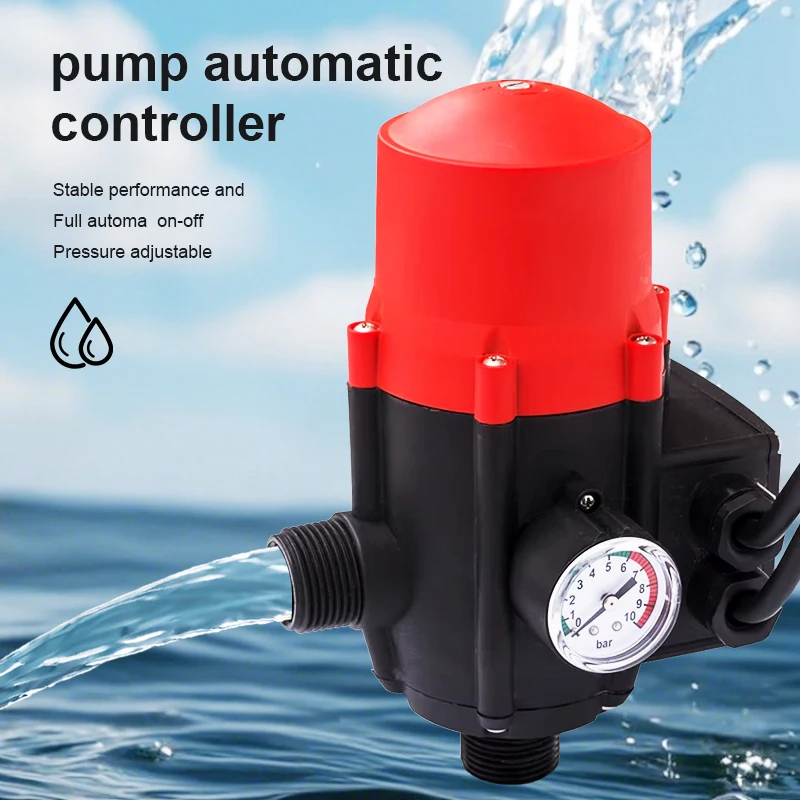 Automatic Pump Controller with Pressure Gauge Adjustable Pressure Full Auto On-Off Stable Performance for Water Pump System