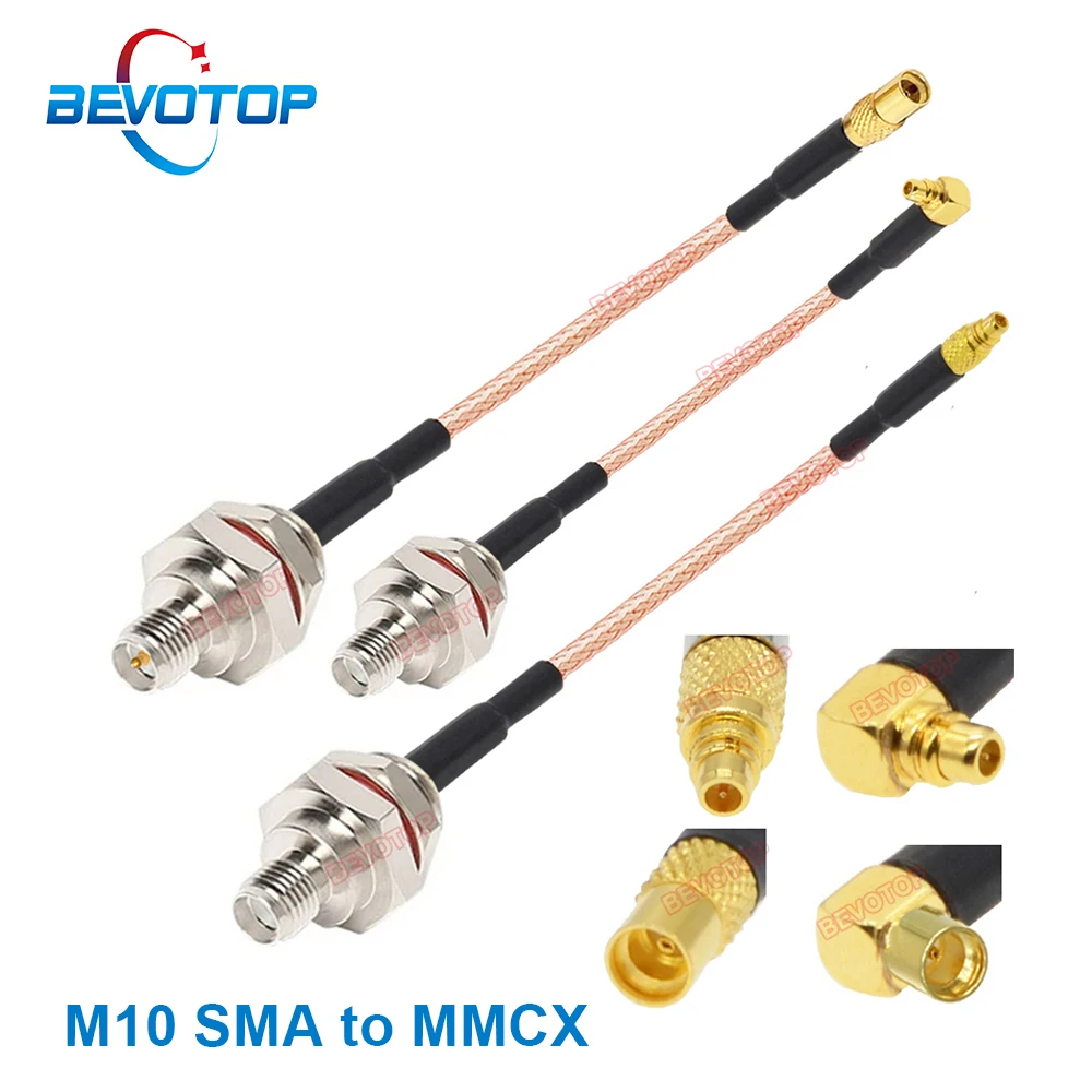 Cable M10 SMA a MMCX RG316, RP-SMA / SMA hembra, mampara M10 a MMCX, conector macho/hembra, puente de extensión coaxial RF