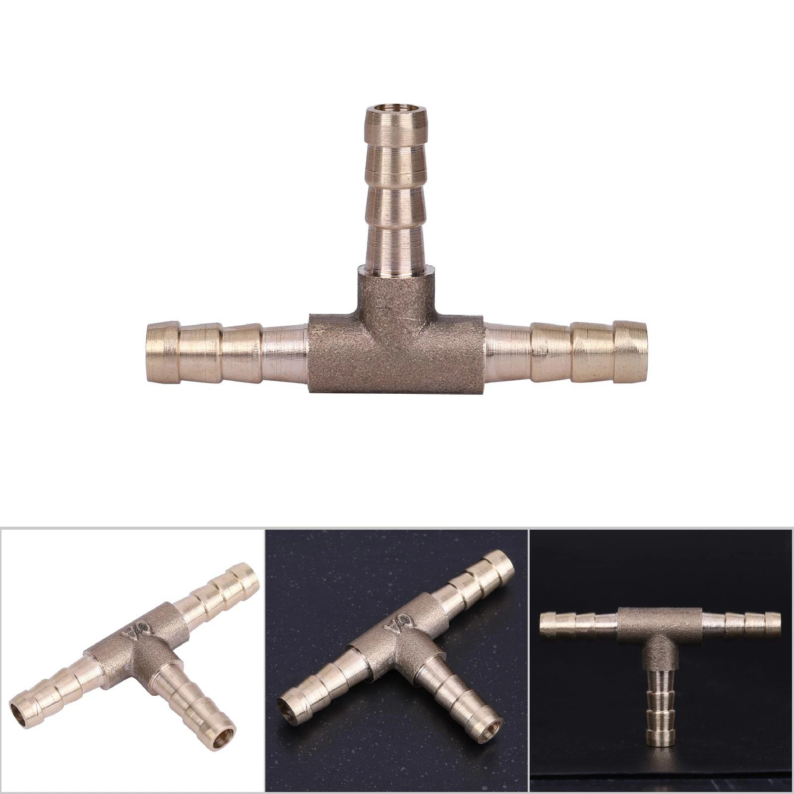 Brass T Piece 3 Way Fuel Hose Joiner Connector For Compressed Air Oil Gas Pipe T Piece 3 way Fuel Hose Joiner 3 Way Hose Joiner