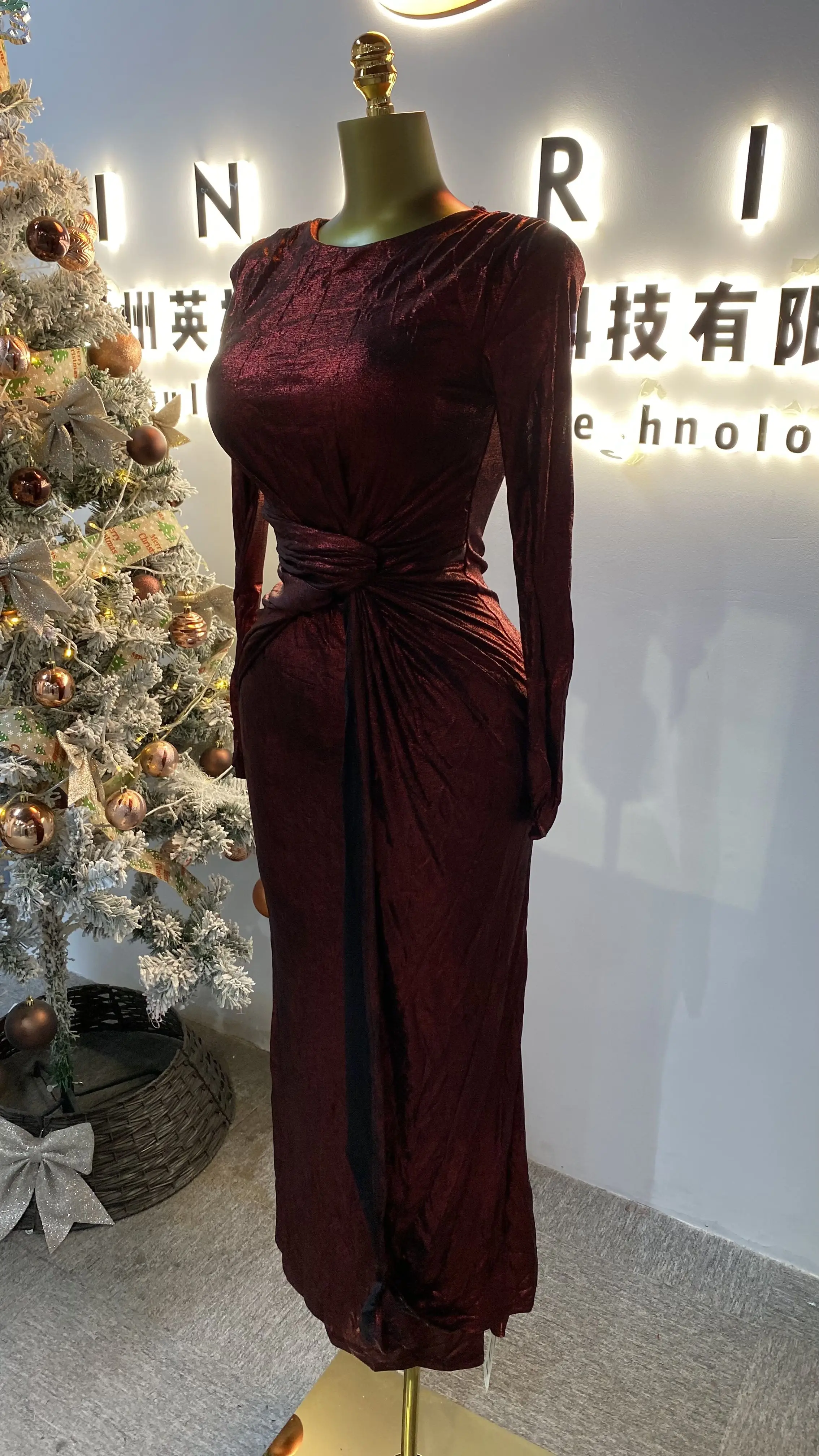 وصول جديد: فستان سهرة أنيق بكشكشة مطرزة وأكمام منتفخة وقماش شاش - فستان حفلات نسائي إسلامي-GZXX093 #6