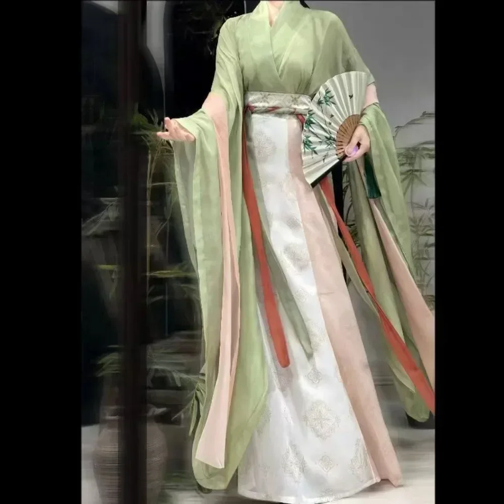 WeiJin Dynasty Hanfu Dress Set Female Chinese Style Elegant Long Robe Vintage Traditional Cosplay Clothing Suit Han Fu for Women