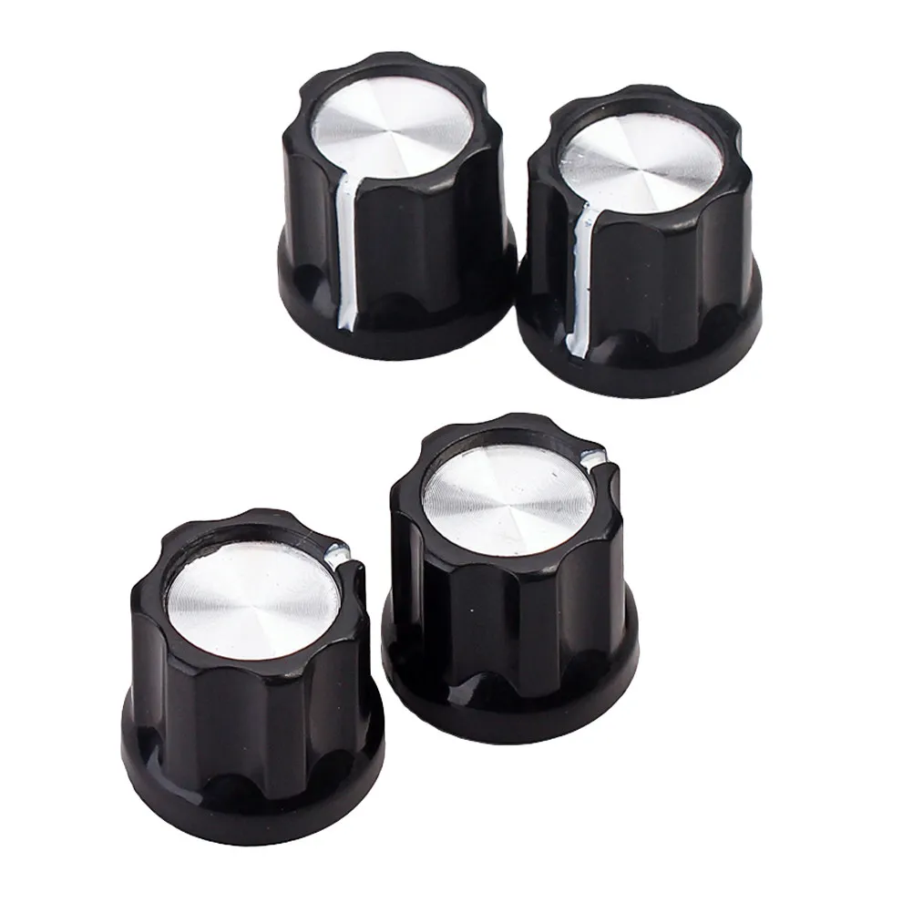 4Pcs Premium Aluminum Guitar Bass Amp Knob Kit D-Type Shaft Potentiometer Knobs for Electric Guitar Audio Mixer Speaker Volume