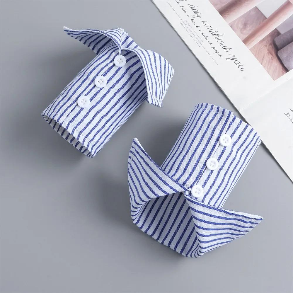 Detachable Stripe Shirt Fake Collar Comfortable Commute Fake Hand Sleeves Easy To Wear Decorative False Wrist Cuffs Photo Props