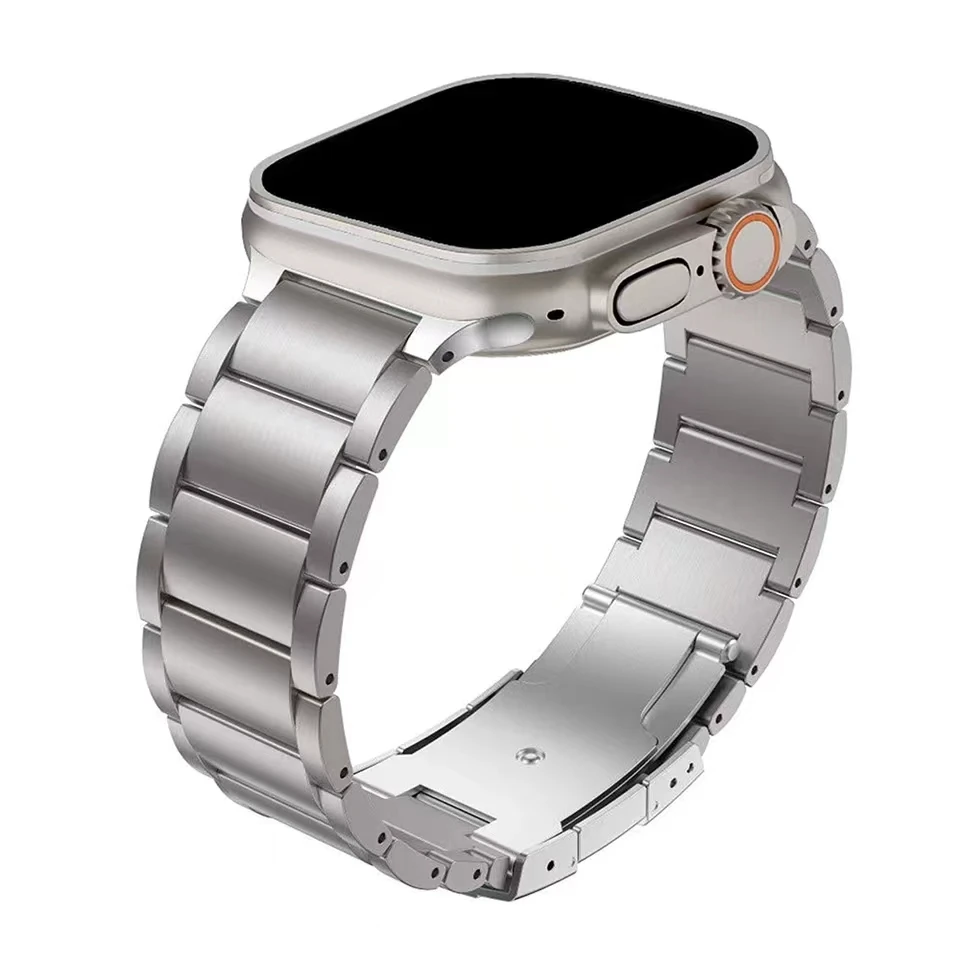 Pulseira de titânio para Apple Watch, Pulseira Business, Pulseira de metal luxuosa, Ultra 49mm, Série 8, 7, SE, 6, 5, 4, 45mm, 44mm, 42mm