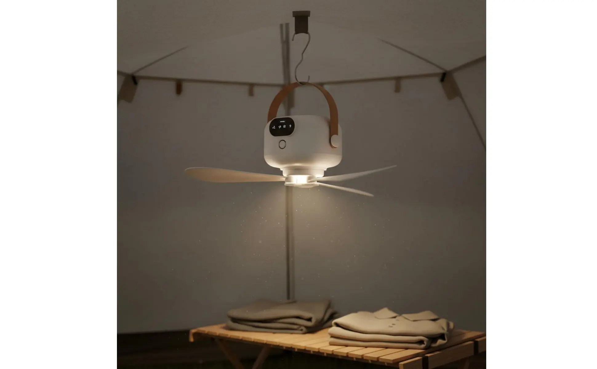 Ceiling Fan Light USB Rechargeable Hanging Ceiling Fan Home Appliance 3 Speed Settings for Students, Dorm Room, Outdoor Camping