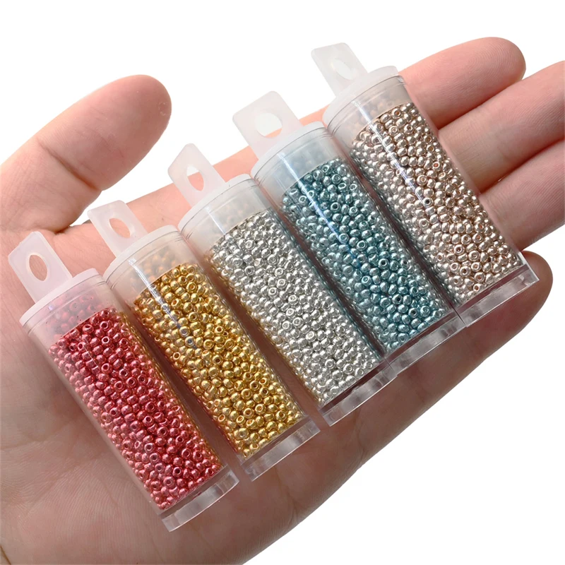 12 Gramm/Röhre, 2 mm, metallische Rocailles, japanische runde Glas-Rocailles für DIY-Handarbeit, Kleid, Schmuck, Nähen, 1200 Stück – Detail 5