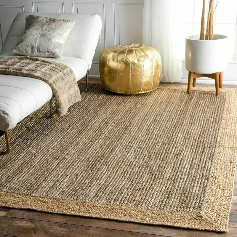 Rug 100% Jute Rectangle Natural Braided Floor Mat Handmade Reversible Runner Rug Rugs and Carpets for Home Living Room