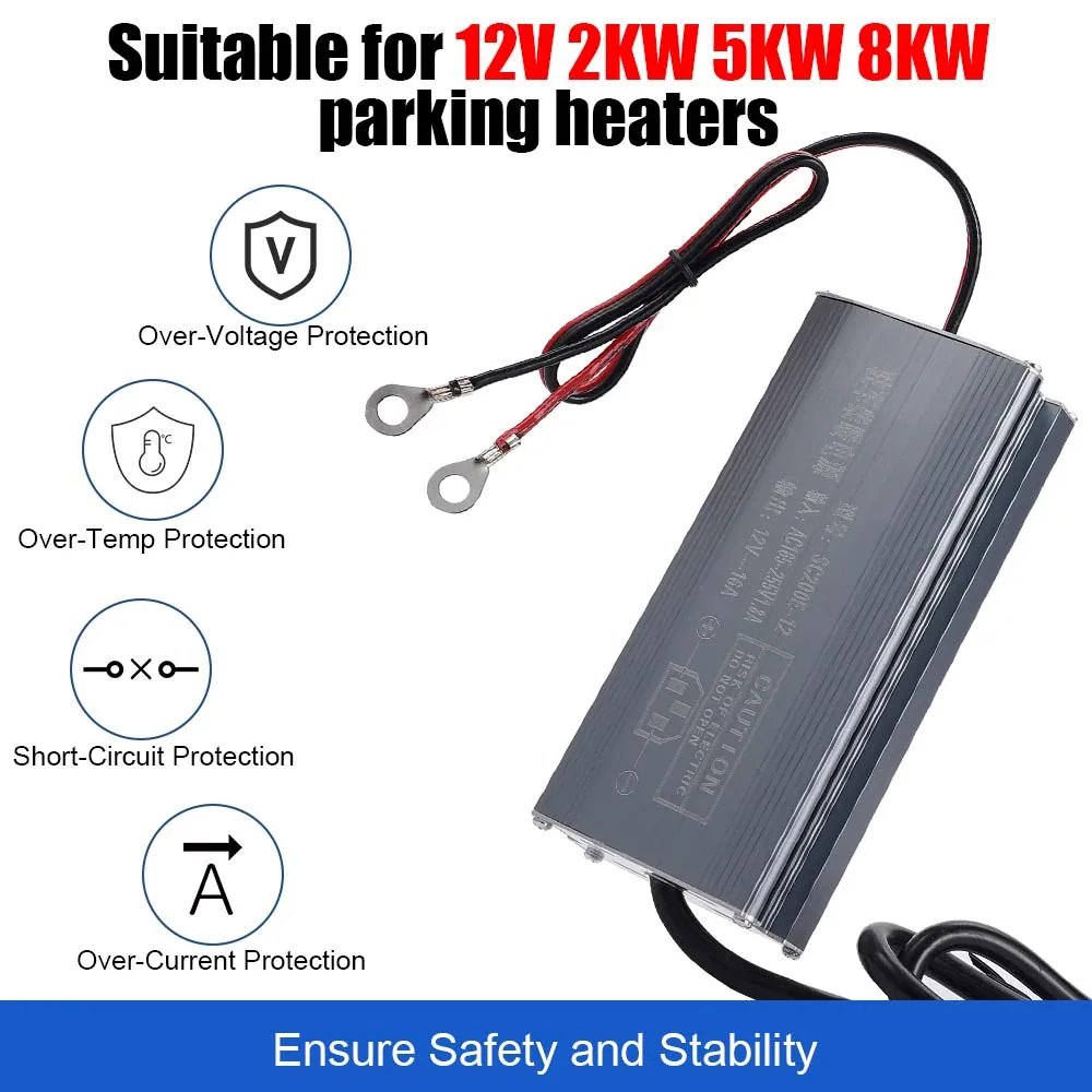 2KW5KW8KW High-power Parking Heater Power Converter Voltage AC 220V to DC 12V 16A Universal Parking Heater EU Standard Plug