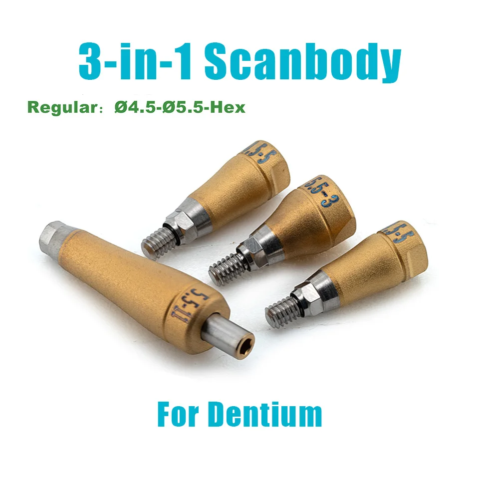 5pcs 3-in-1 Scanbody for Dentium Dental Implant Digital Scan Body Transfer Coping Healing Abutment CAD/CAM Lab Factory Direct