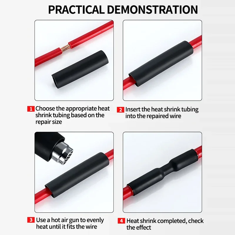 100 Meters/ 10M 4:1 Heat Shrink Tube with Glue Polyolefin Shrinking Assorted Heat Shrink Tube Wire Cable Sleeving Tubing