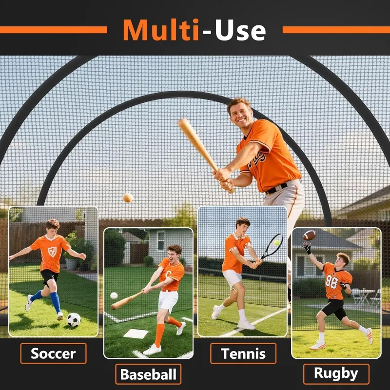 Baseball Batting Cage 13/20/30ft for Backyard, Baseball Training Equipment Netting Cages, Golf Softball Baseball Nets