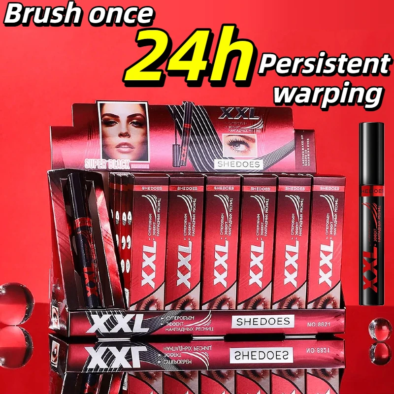 7D防水マスカラ1本、24時間持続、長くして太くする、あらゆるライトベージュトーンに適しています、速乾性、厚くて長持ち、厚くてカールする、汗に強く、汚れにくい、バレンタインデー、クリスマス、ハロウィーンのギフト