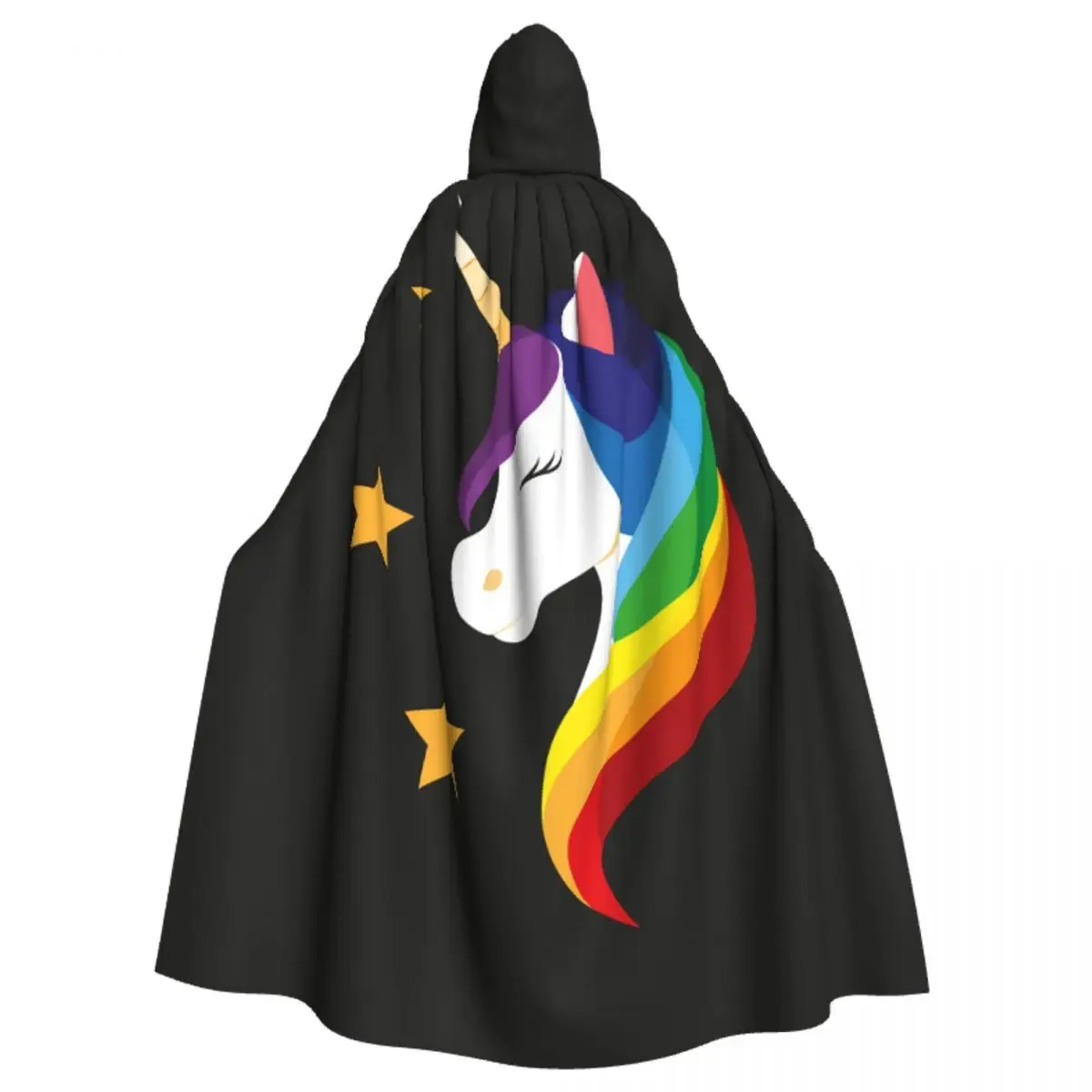 

Long Cape Cloak Rainbow Unicorn With Closed Eyes Hooded Cloak Coat Autumn Hoodies