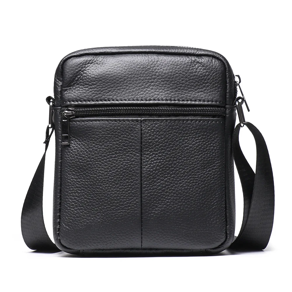 High Quality Black Men's Square Bag Genuine Leather Male Shoulder Crossbody Bag Waterproof Business Handbag Ipad Messenger Pack