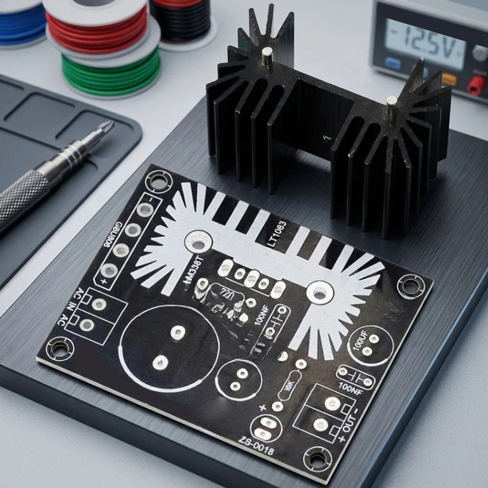 For LM317 For LM338 Variable Output Module Adjustable PSU Board For Testing Black Thick Aluminum Heatsink For LM317