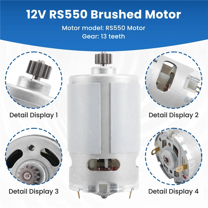 

A63K-1 PCS DC RS550 Motor 13 Teeth Replacement Parts For Cordless Drill Screwdriver GSR GSB 12V Spare Parts