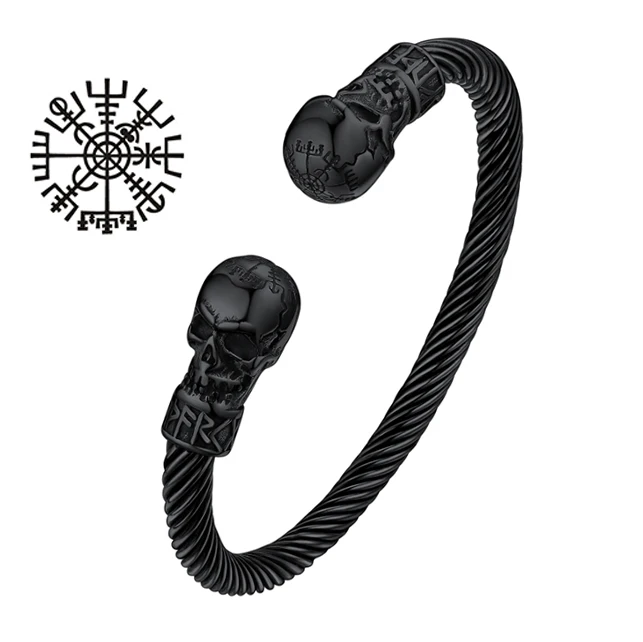 U7 Stainless Steel Twisted Cable Open Bangle Cuff for Men