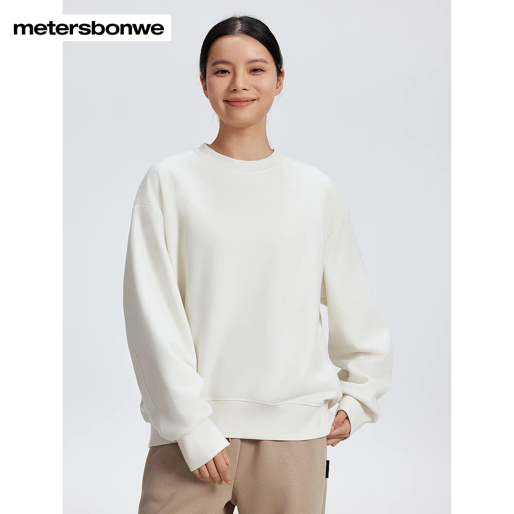 

Metersbonwe-Women's Fleece Fabric Round Neck Loose Hoodie long-Lasting Warm Keep The Skin Dry Outdoor Daily Travel Leisure