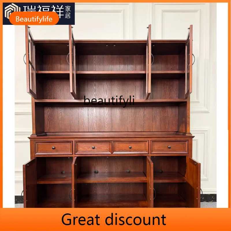 Asmt45 All solid wood American side cabinet, restaurant storage against the wall wine cabinet 1.8 meters storage cabinet