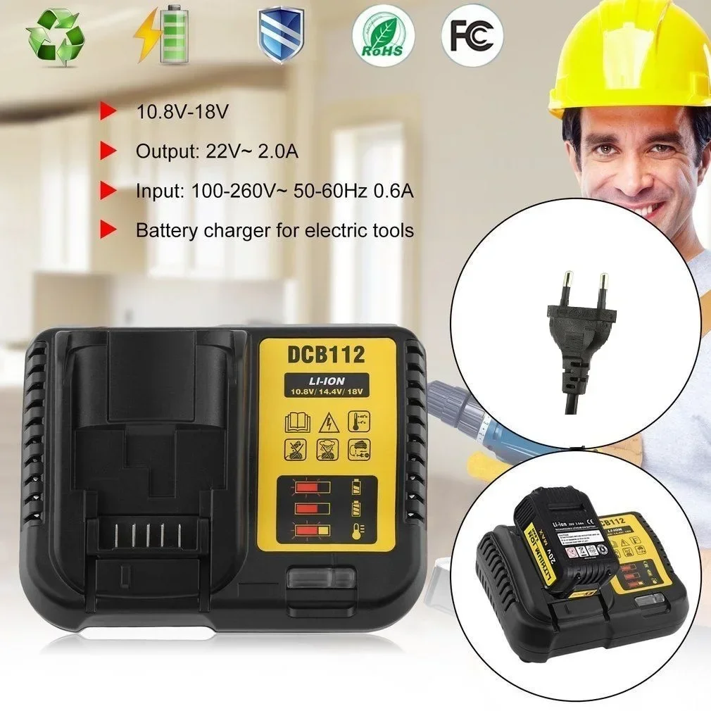 2A DCB112 Replace Battery Charger For Dewalt Li-Ion Battery 10.8V 12V 14.4V 18V 20V DCB200 DCB101 DCB115 DCB107 DCB105 DCB140