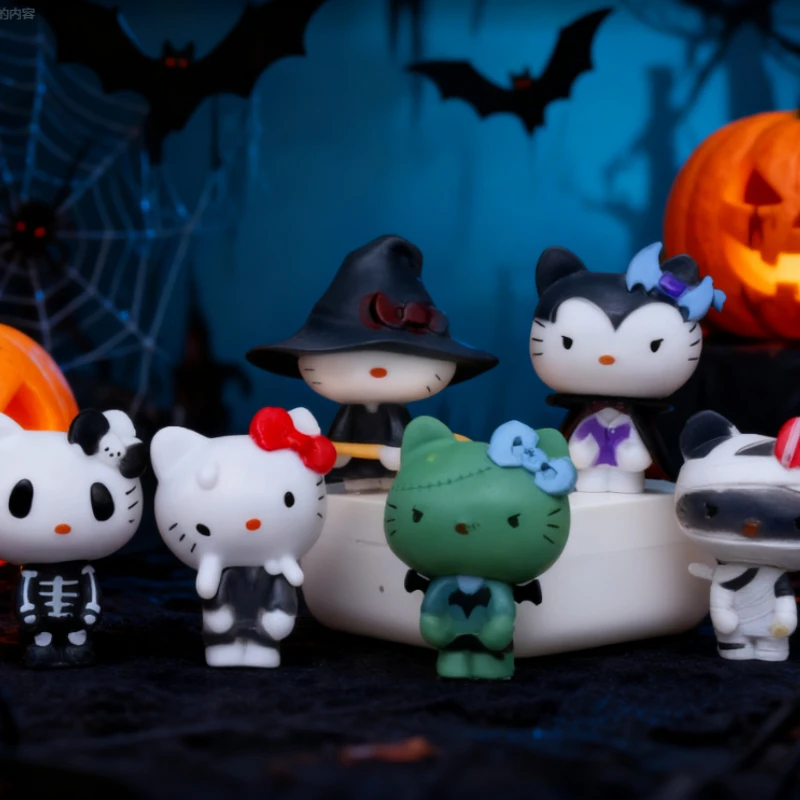 Anime Sanrio Hallo Kitty Cartoon Halloween Modell Puppe Kreative Desktop Auto Dekoration Geschenk Anime Figur