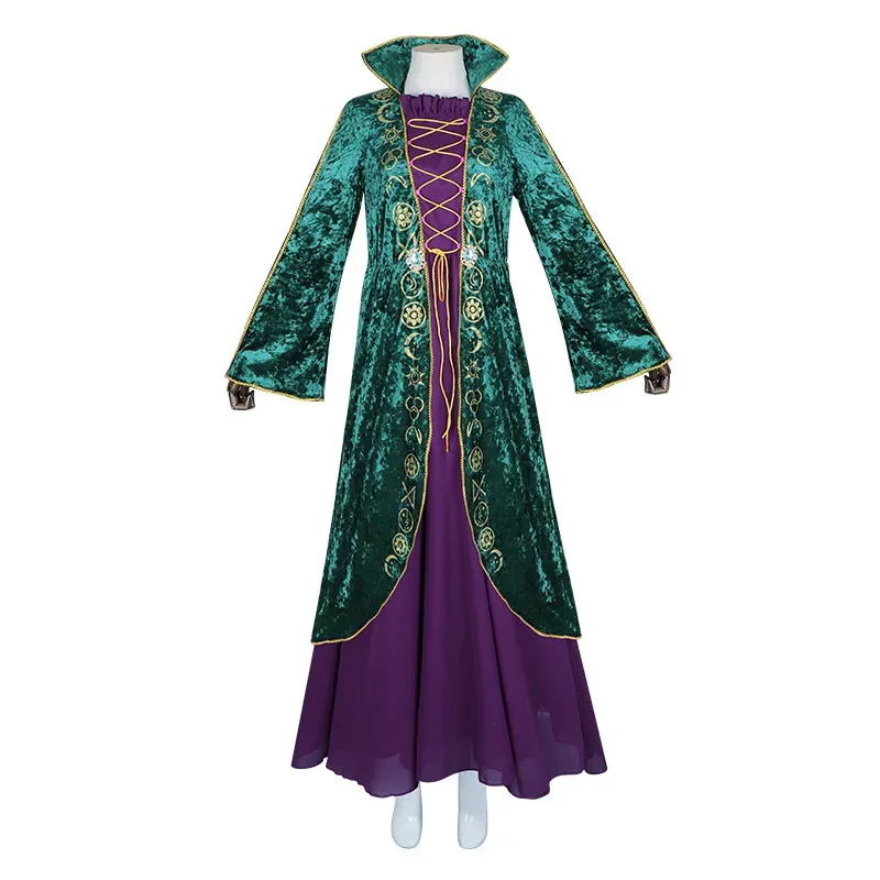 Peluca de Cosplay de Halloween Hocus Pocus Winifred Sanderson, vestido gótico Vintage para mujeres y niñas, disfraz Medieval de Reina Roja sk;m1