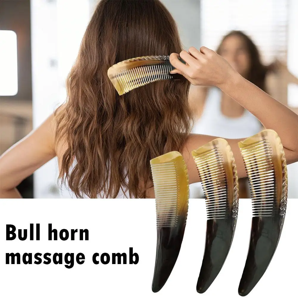 

Horn Comb For Fine Tooth Curly Hair Health Ox Massage Combs Bone Cowhorn Fine Curly Hair Brush Tool Detangler Tooth Health Care