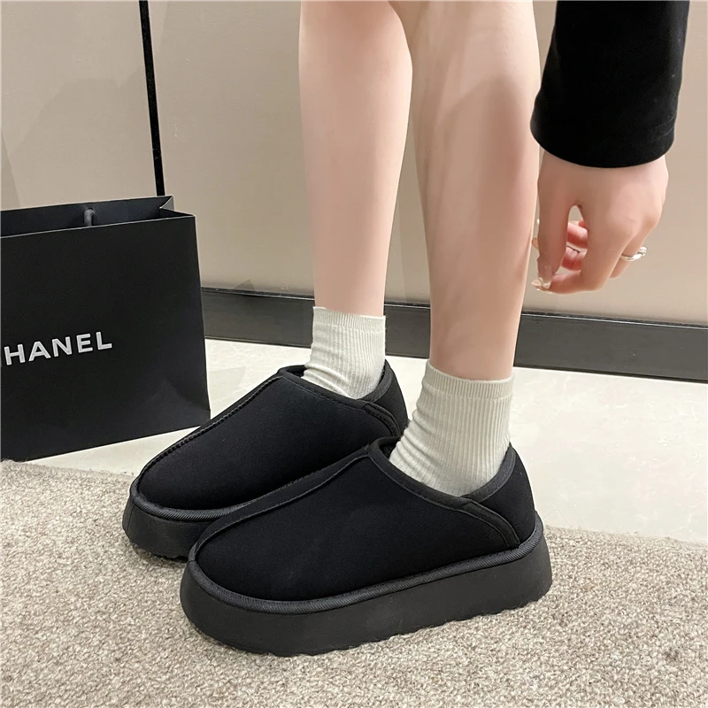 2024 New Winter Short Plush Warm Snow Boots Women Fashion Suede Platform Low up Ankle Boots Flat Heel Non Slip Casual ShoesBotas