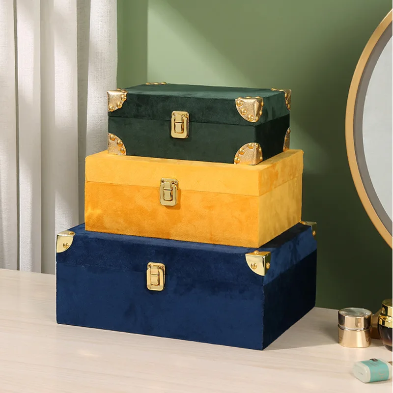 European Style Light Luxury Wood Storage Box Desktop Large Capacity Container For Cosmetics Creative High-grade Jewelry Box