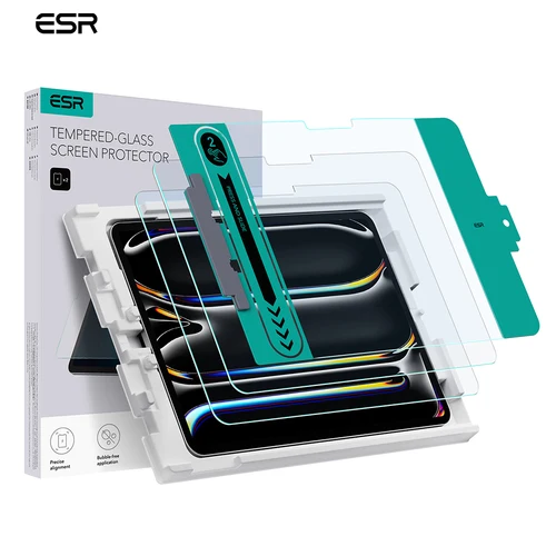ESR Paquete de 2 protectores de pantalla para iPad Pro 11/13, película de vidrio templado con bandeja de fácil aplicación, película de vidrio templado HD Air 13/ 11