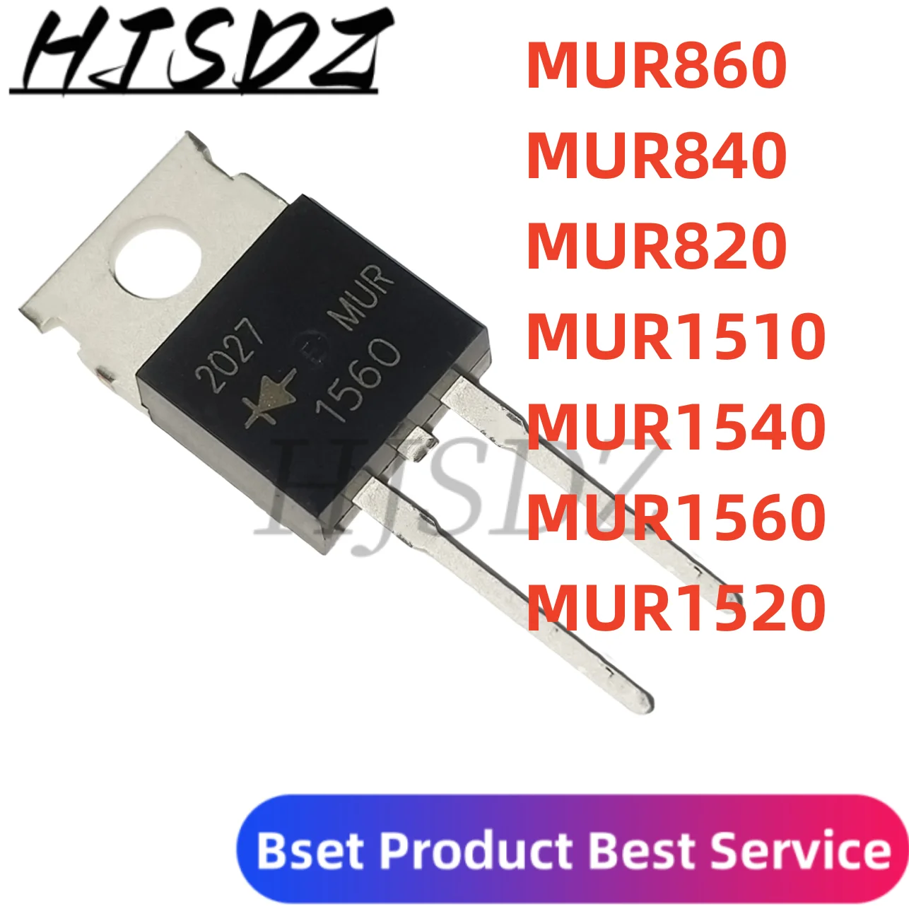 10Piezas MUR860 MUR1560G RHRP1560 RHRP8120 RHRP15120 RHRP3060 RHRP860 RHRP30120 MUR1520 MUR820G MUR820 MUR860G MUR1560 MUR840