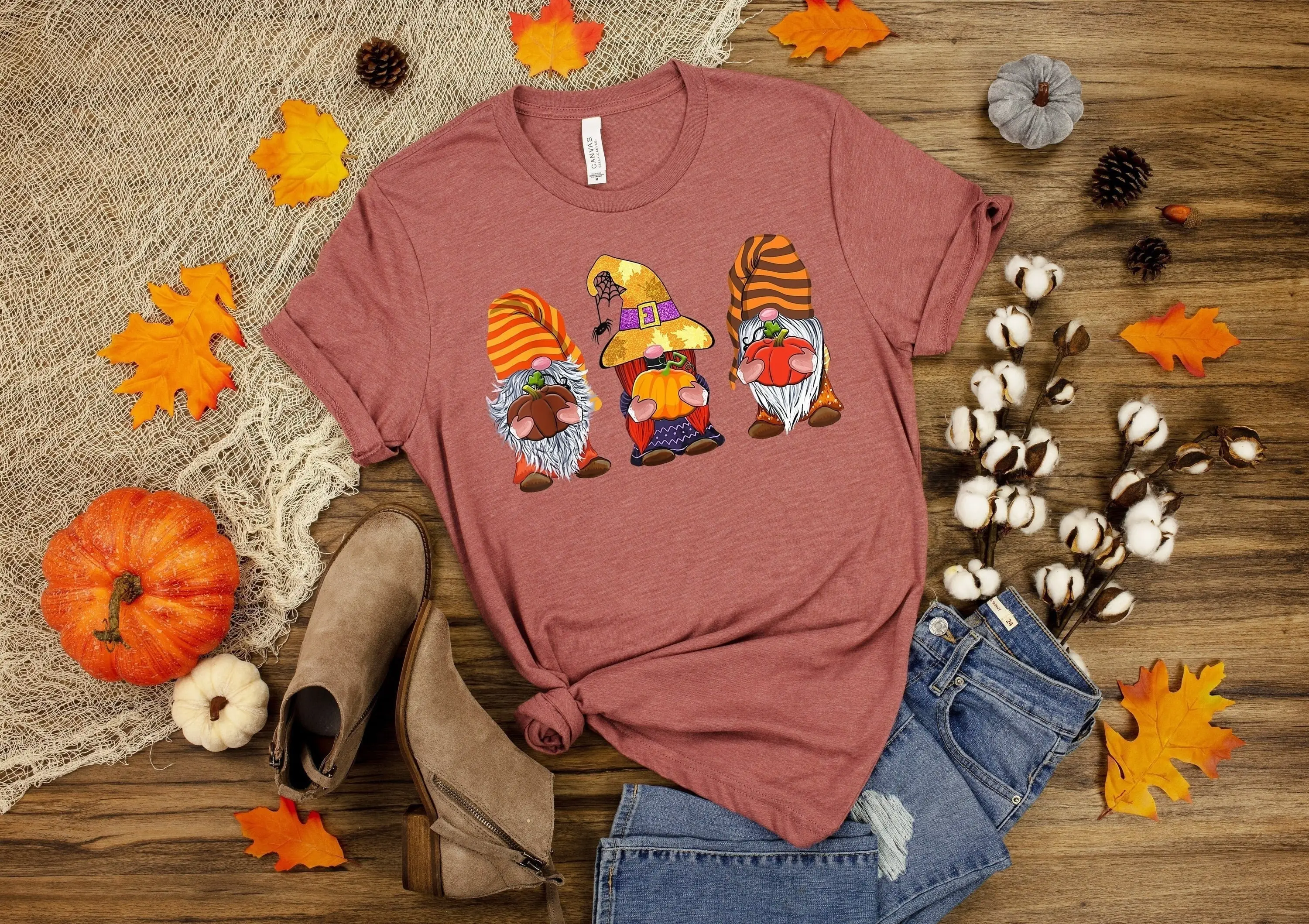 Thanksgiving Gnomes T Shirt Gnome Pumpkin with my Gnomies Happy Hello Fall