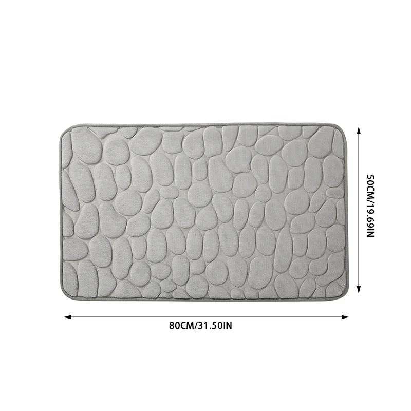 1 alfombra de baño de guijarros en relieve, alfombrilla absorbente de espuma viscoelástica, alfombra de puerta antideslizante, alfombrilla de suelo interior, accesorios de baño