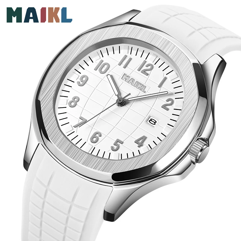 MAIKL Top Luxurious Brand Men's Quartz Watch Calendar Window Luminous Pointer Silicone Strap Waterproof Men's Sports Watch