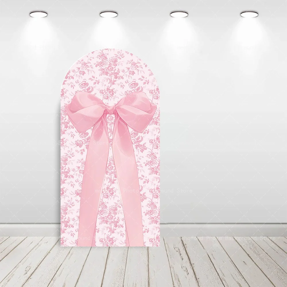 Mehofond قوس التصوير خلفية شخصية الوردي القوس زهرة الاطفال الطفل حفلة عيد ميلاد ديكور استوديو التصوير الخلفية