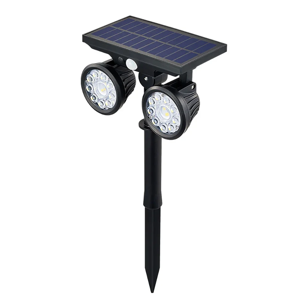 

2 Head Outdoor Solar Lights LED Infrared Sensing Solar Spot Lamp Waterproof Adjustable for Garden Garage Patio Yard Pathway