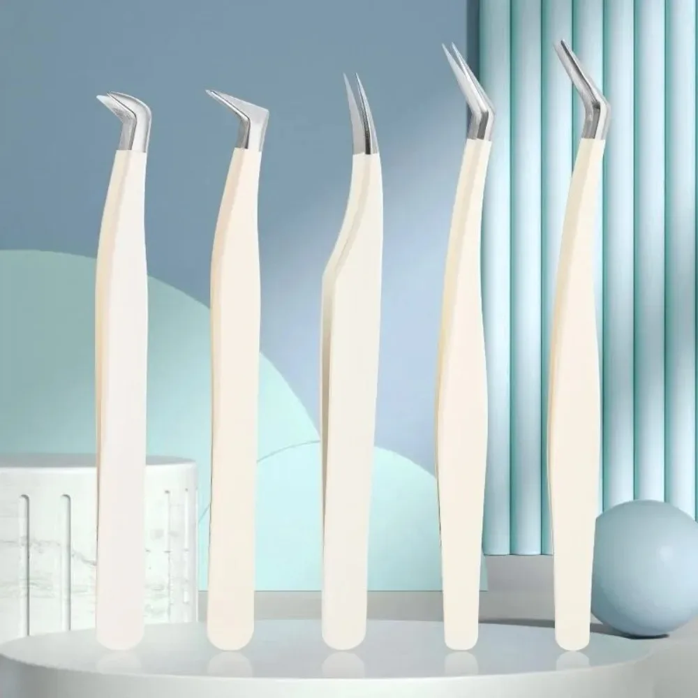 전문 속눈썹 핀셋 정전기 방지 인조 속눈썹 연장용 스테인리스 스틸 속눈썹 연장 핀셋 메이크업