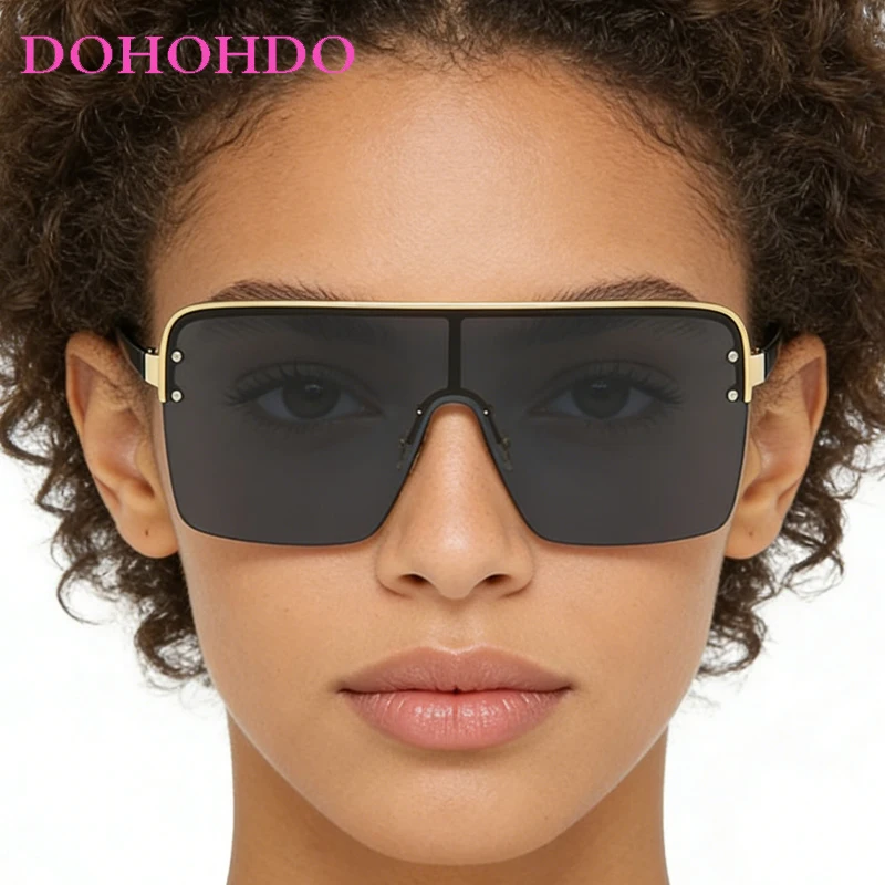 

Luxury Classic Oversized One-Piece Square Sunglass Men Vintage Brand Design Shades Outdoor Traveling Drive Eyeglasses UV400