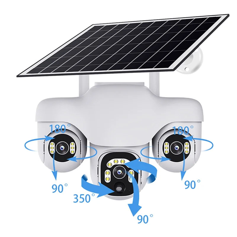 APPLIA-Wifi IP Camera Wireless Outdoor Three Screens Three Lens PTZ 2-Way Audio Human Auto Tracking Surveillance