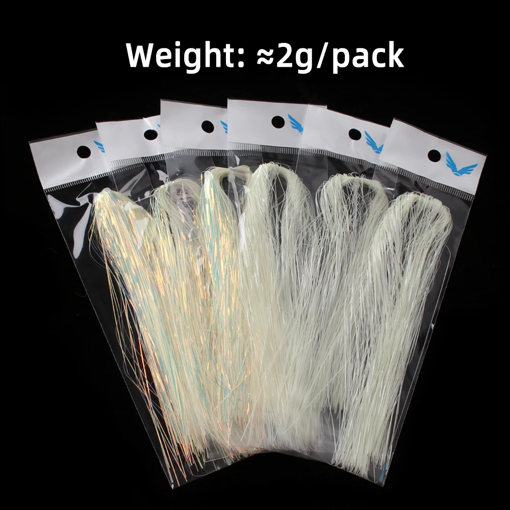 Ellv Kail Memancing, 2 Pak 0.37Mm Flashabou Berkilau Bahan Pengikat Bercahaya untuk Air Asin